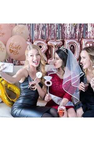 Bride To Be Party-Set (1 Gürtel – 10 Luftballons – 10 Tattoos – 10 Kronen) Team Bride Bachelorette Concept Gold - 10