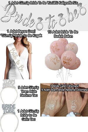 Bride To Be Party-Set (Ornament – ​​1 Gürtel – 10 Luftballons – 10 Tattoos – 10 Kronen) Team Bride Bachelorette Party-Konzept - 1