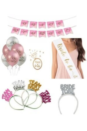 Bride To Be Set Bride To Be Parti Seti Bride Taç Bride Kuşak 44 Parça Bride Set BRİDEPK23 - 1