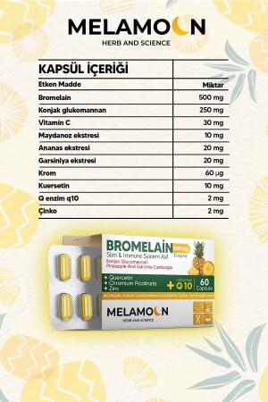 Bromelain 500 Mg Ve Konjak Glukomannan250mg-coenzim(KOENZİM) Q10-krom Pikolinat 60 Kapsül - 4