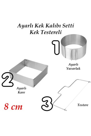 - Brot, Kuchen, Gebäck, Biskuitkuchenform, Kreis und Säge, verstellbar, verstellbar, rund und quadratisch (8 cm), AMELHOME-039 - 1