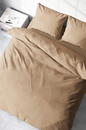 Brown Lux Cotton Ranforce Double Duvet Cover Set monohomeluxcknt - 1