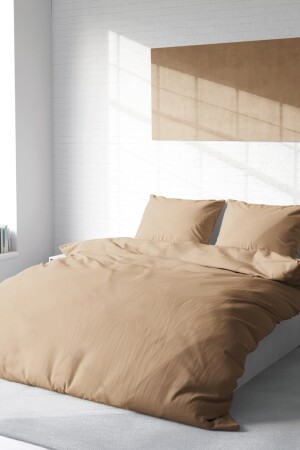 Brown Lux Cotton Ranforce Double Duvet Cover Set monohomeluxcknt - 3