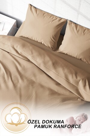 Brown Lux Cotton Ranforce Double Duvet Cover Set monohomeluxcknt - 5