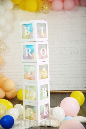 Buchstabe A, transparente weiße Ballonbox und Ballon-Set, DIY-Baby- und Kindergeburtstagsdekoration - 6