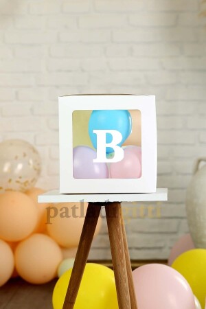 Buchstabe B, transparente weiße Ballonbox und Ballon-Set, DIY-Baby- und Kindergeburtstagsdekoration - 3