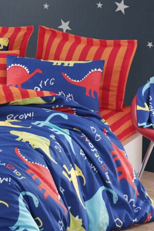 Bügelleichtes Bettbezug-Set für Doppelbett, Dinosaurier, Blau, Ep-021334 - 4