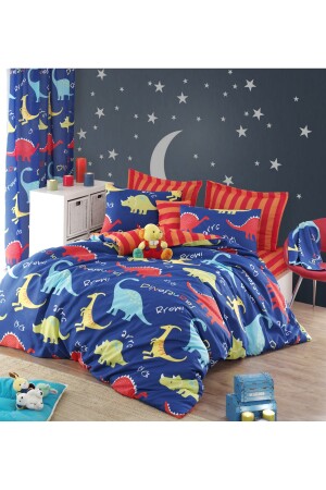 Bügelleichtes Bettbezug-Set für Doppelbett, Dinosaurier, Blau, Ep-021334 - 5