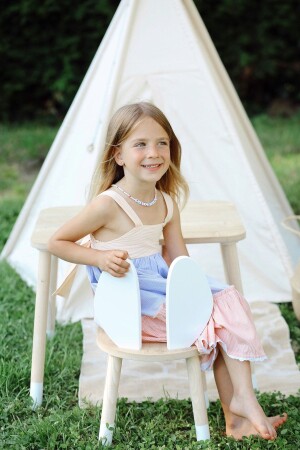 Bunny Montessori Kinderaktivität Sommer – Set aus transparentem Tisch und Hasenohren-Stuhl, mickeytablesandalye - 3