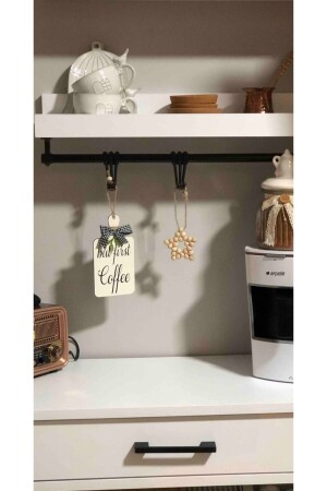 But First Coffee Coffee Corner, skandinavisches Küchenschrank-Ornament und Holzstern, 2er-Set - 2