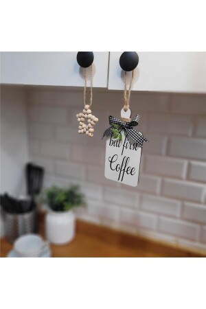 But First Coffee Coffee Corner, skandinavisches Küchenschrank-Ornament und Holzstern, 2er-Set - 6