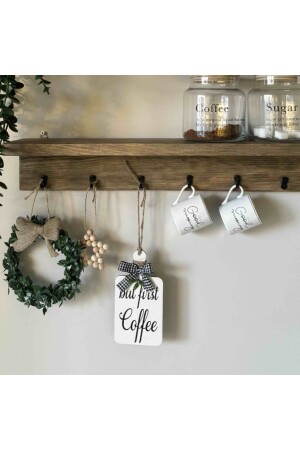 But First Coffee Coffee Corner, skandinavisches Küchenschrank-Ornament und Holzstern, 2er-Set - 8