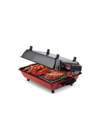 Büyük Boy 40x30 cm Elektrikli Izgara Barbekü Mangal Kebapçı Balıkçı Emaye Gövdeli - Emaye Tepsili - 5