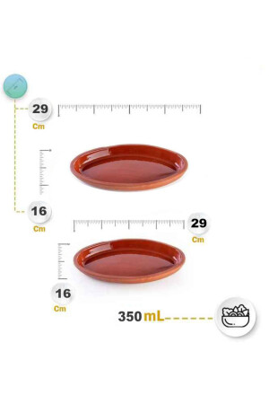 Büyük Boy Toprak Güveç Içi Sırlı 29 Cm Oval Kayık Güveç Tava Seti -2 Li 29cmoval - 5