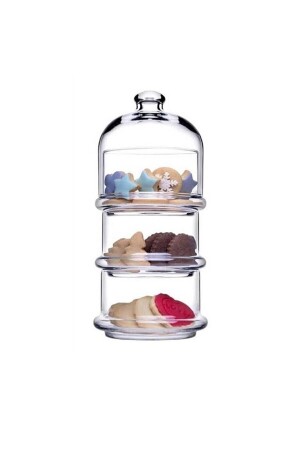 Büyük Villa Patisserie 3-stöckige Keksschüssel aus Glas 96815 Dreifachschüssel-Set 99160130 - 3