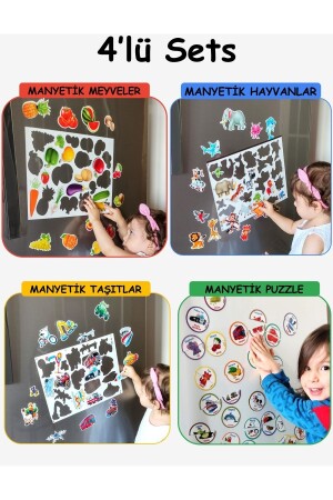 Buzdolabı Eğitici 4' Lü Set Manyetik Hayvanlar - Meyveler-taşıtlar-puzzel - Bultak Şablon Aktivite 4MHAMETAPU - 10