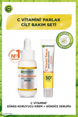 C Vitamini Parlak Aydınlatıcı Serum Günlük Güneş Koruyucu Yüz Kremi Işıltılı Doku - 1