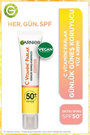 C Vitamini Parlak Günlük Uv Korumalı Güneş Yüz Kremi Spf50 Işıltılı Doku 40ml - 2