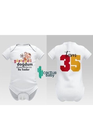 Cactus Baby Güzel Izmir Göztepe Vorderseite Rückseite Bedrucktes Baby-Geschenk Baumwolle Weißer Baby-Body Zıbın CBGOZTEPEM1 - 3