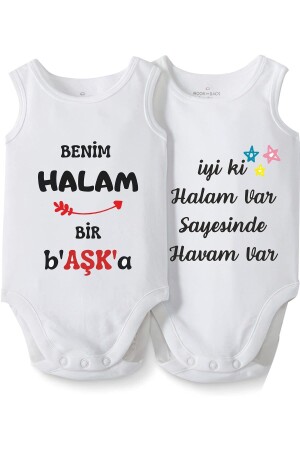 Cactus Baby Hala Written 2er-Pack Baby-Geschenk, ärmellos, bedruckte Baumwolle, weißer Baby-Body chd8SFhala63 - 2