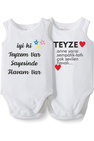 Cactus Baby Teyze Yazılı Bebek Hedıye Kolsuz Baskılı Pamuk Beyaz Bebek Body chd8SFTYZC - 3