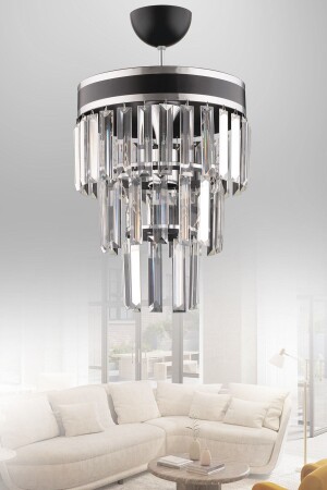 Çağla Single Black Three Floor Crystal Modern Lighting 1024 - 2