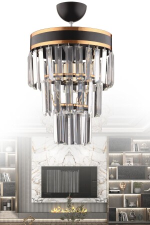 Çağla Single Black Three Floor Crystal Modern Lighting 1024 - 3