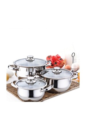 Çakır Mini-Kochgeschirr-Set 3-teilig mit Glasdeckel GÜLCKR101-C - 6