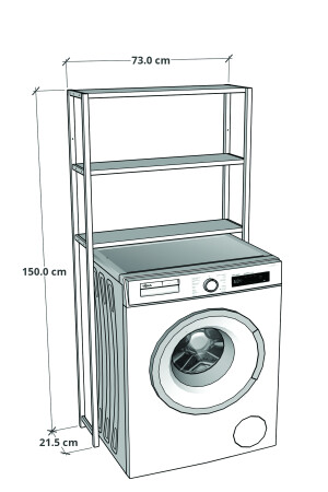 Çamaşır Makinesi Üstü Düzenleyici Raf Banyo Dolabı Rafı Makina Üstü Dolap Raf Beyaz FD-MAKINAUSTU-BYZ - 4