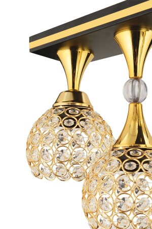 Cansu 4 Lü Kristal Top Siyah Gold Yaldızlı Modern Lüks Avize 4013 - 7