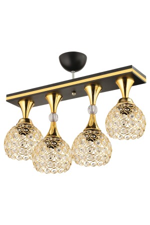 Cansu 4 Lü Kristal Top Siyah Gold Yaldızlı Modern Lüks Avize 4013 - 8