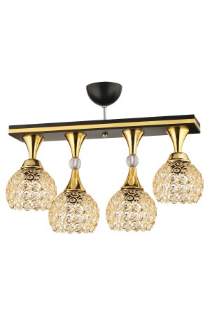 Cansu 4 Lü Kristal Top Siyah Gold Yaldızlı Modern Lüks Avize 4013 - 9