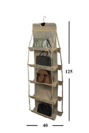 Çanta Düzenleyici Askılı Dolap Içi 10 Cepli Organizer (KREM) - 2