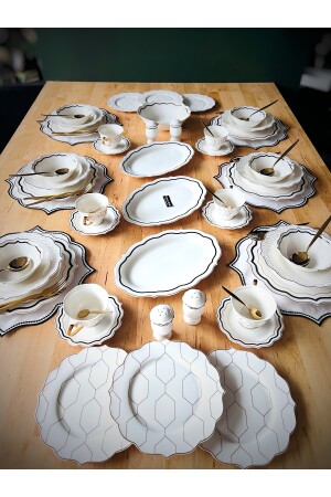 Canyon 140-teiliges Bone China-Geschirrset für 12 Personen, Gabel-Löffel-Set und Tischset-Set 0TR5180 - 8