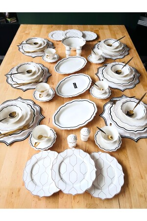 Canyon 140-teiliges Bone China-Geschirrset für 12 Personen, Gabel-Löffel-Set und Tischset-Set 0TR5180 - 9