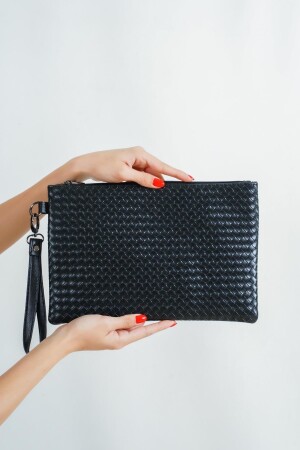 Capone Örme Desenli Paris 222 Siyah Kadın Clutch Çanta - 6