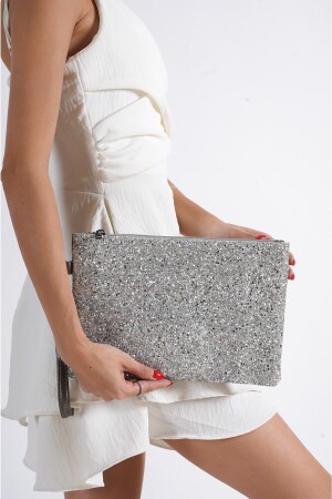 Capone Paris Gümüş Kadın Clutch Çanta - 3