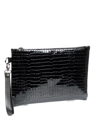 Capone Rugan Kroko Desenli Paris Siyah Kadın Clutch Çanta - 7