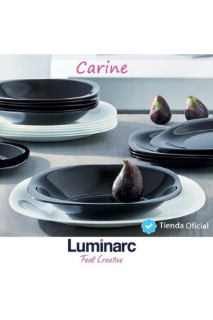 Carine 12 Parça 6 Kişilik Yemek Takımı.beyaz 27 Cm.servis & Siyah 21 Cm.çukur Yemek Tabağı. MADAME LUDA HOME COLLECTİON - 5