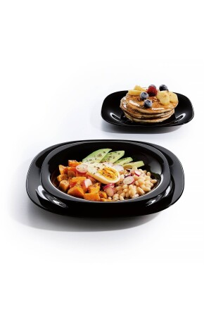 Carine Tempered Black 24-teiliges Tafelservice. 27cm. Service & 21 cm. Essen & 19 cm. süß & 12cm. Suppe MADAME LUDA HOME COLLECTION - 5