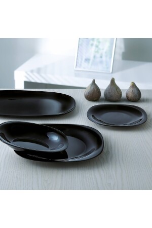 Carine Tempered Black 24-teiliges Tafelservice. 27cm. Service & 21 cm. Essen & 19 cm. süß & 12cm. Suppe MADAME LUDA HOME COLLECTION - 6