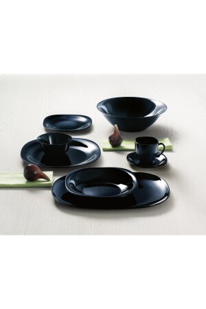 Carine Tempered Black 24-teiliges Tafelservice. 27cm. Service & 21 cm. Essen & 19 cm. süß & 12cm. Suppe MADAME LUDA HOME COLLECTION - 8