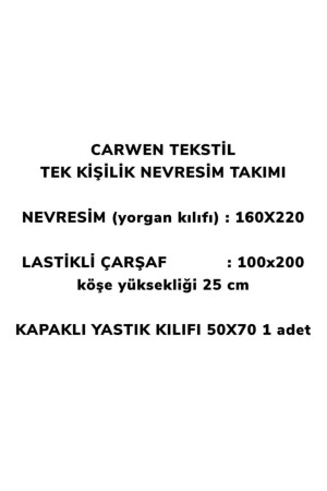 Çarşafı Lastikli Ranforce Pamuk Nevresim Takımı Tek Kişilik Sarı Zikzak CRW101657 - 4