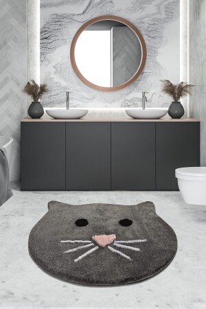 Cat Füme 90x90 Cm Banyo Halısı Yıkanabilir, Kaymaz Taban 8694545034951 - 2