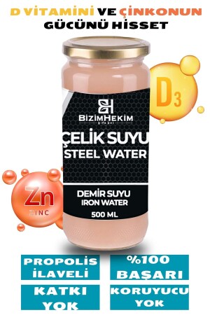 Çelik Suyu - Demir Suyu (D3 vitamini Çinko Propolis ilaveli) 500 ml Cam Şişe - 1