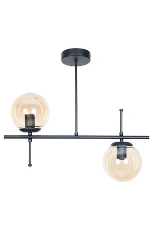 Cello Modernes Design, Metall, schwarze Farbe, Honigglas, Esstischplatte – Wohnzimmer, 2-teiliger Kronleuchter CL1001 - 1