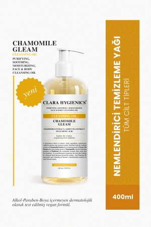 Chamomile Gleam Arındırıcı Yağ Bazlı Makyaj Temizleyici Vegan Yüz ve Vücut Temizleme Yağı 400ml CH102 - 2