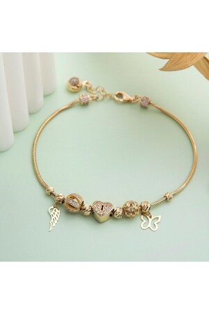 Charm-Armband aus 14 Karat Gold (Herz-Schmetterling-Detail) - 4