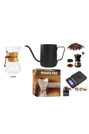 Chemex Cam Kahve Demleme 600 Ml Profosyonel Set grsbrg-chmx-6ml - 1