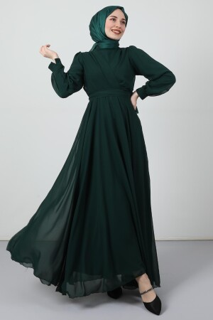 Chiffonkleid mit überkreuzter Vorderseite in Smaragdgrün - 1